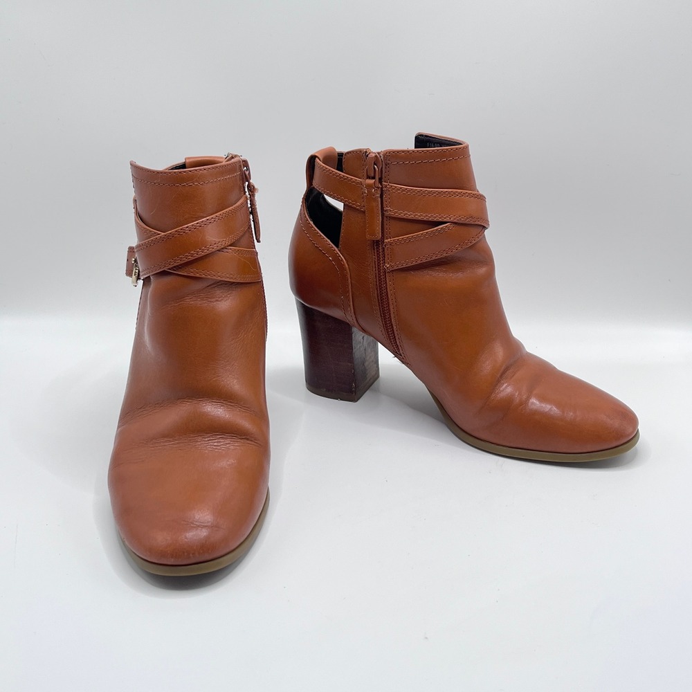Cole Haan Womens Brown Leather Cutout Buckle Ankle Boots W03946 Size 6.5 B